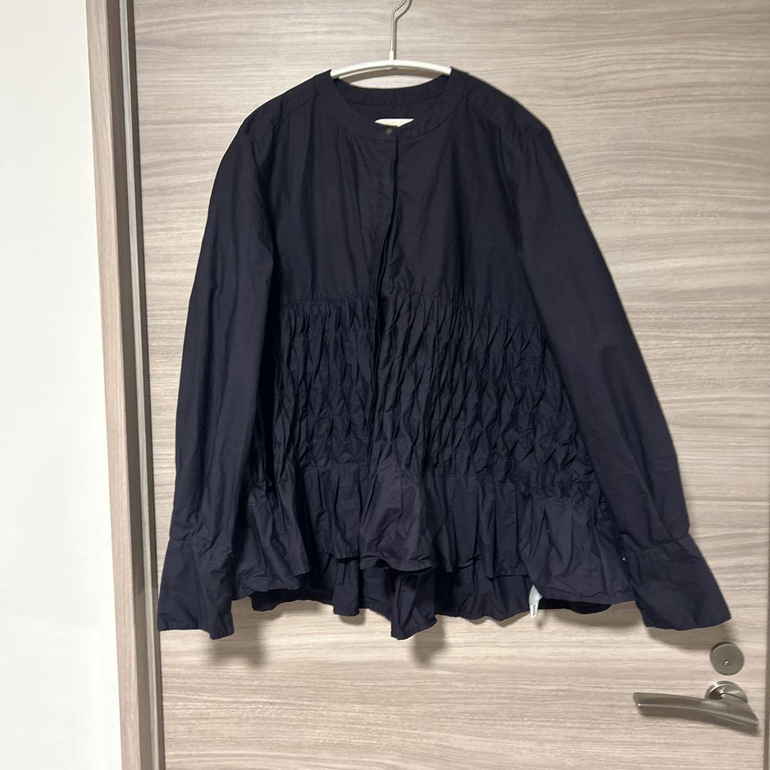 ヌキテパ 24AW Cotton Poplin Wave Tuck Blouse
