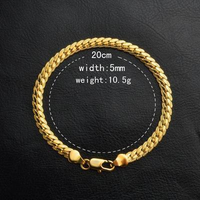 ブレスレット ゴールド アクセサリー 18K 5mm幅 サイドチェーン
