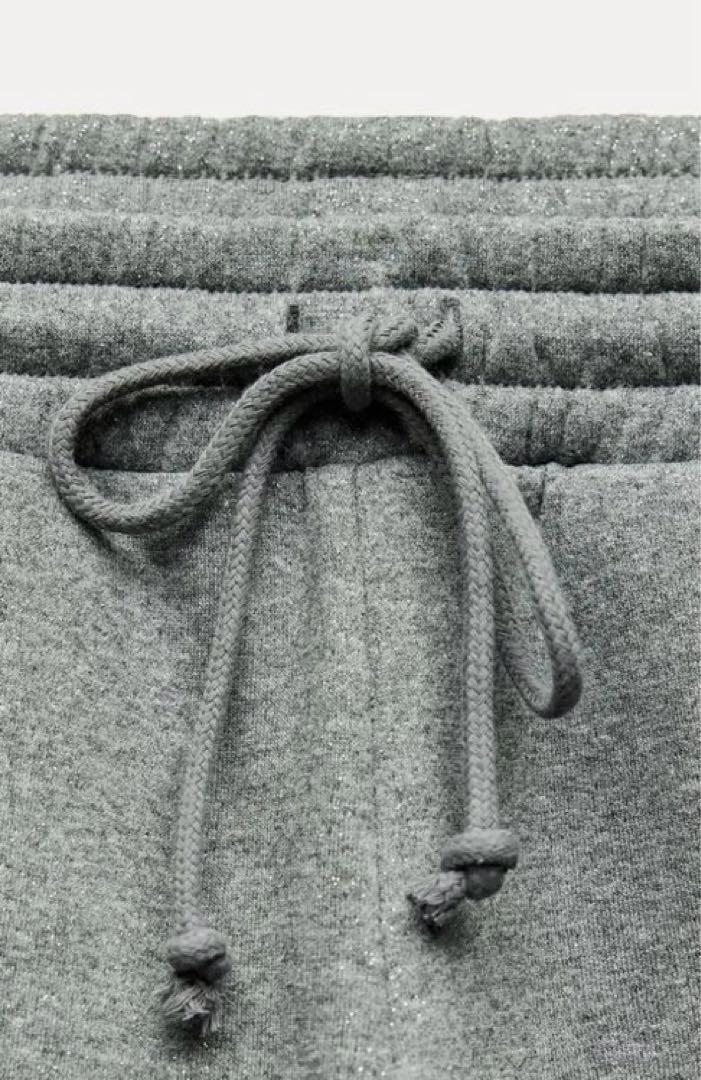 【ZARA】グリッタークロップドスウェットパンツ 1131/867/802 ZARA】M: グリッタージョガーパンツ○グレー | 1131/867/802