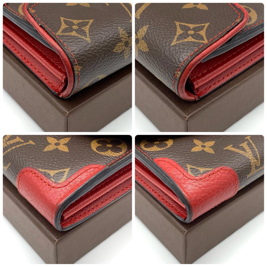 美品❣️ ルイヴィトン モノグラム レティーロ レッド 二つ折り　長財布 I80