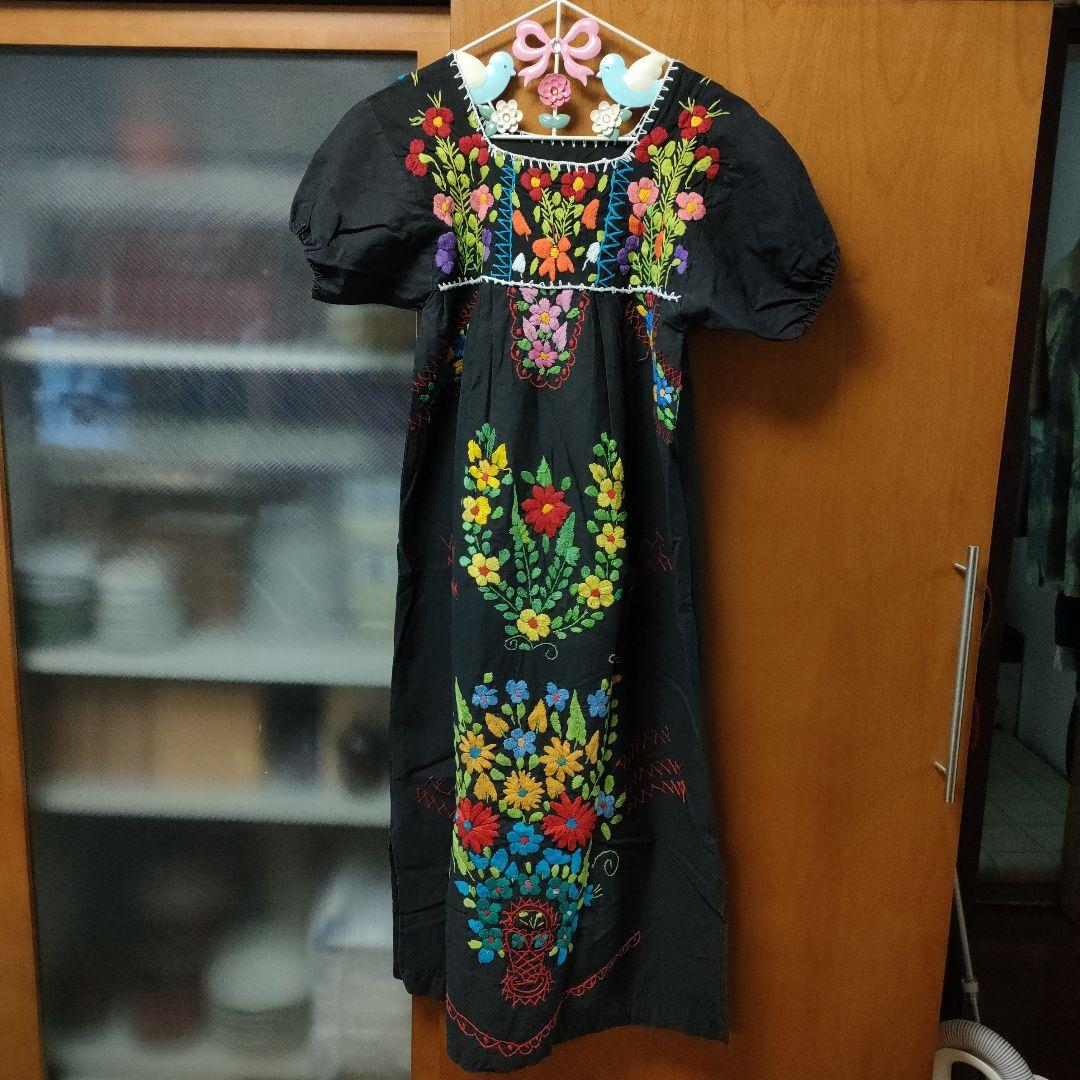 ヴィンテージ　刺繍ワンピース　メキシカンドレス　メキシコ