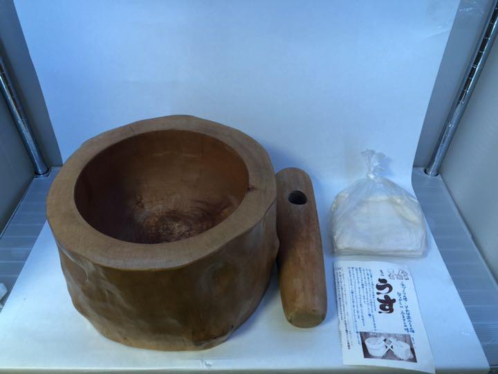 【未使用】ミニ臼　天然木使用　1升　餅つき もち  杵 きね セット