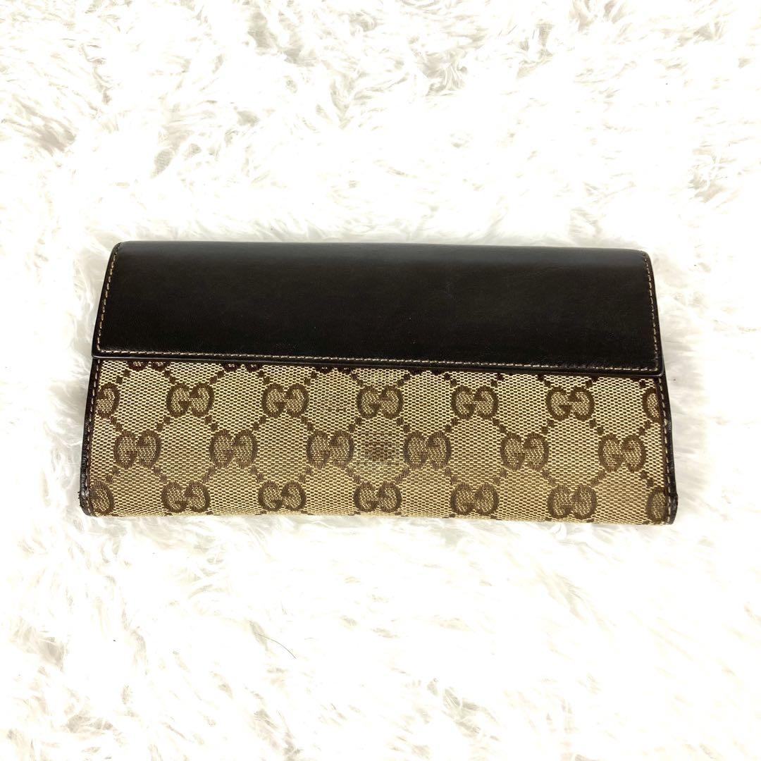 正規品 GUCCI グッチ 長財布 ハート GG Wホック ブラウン