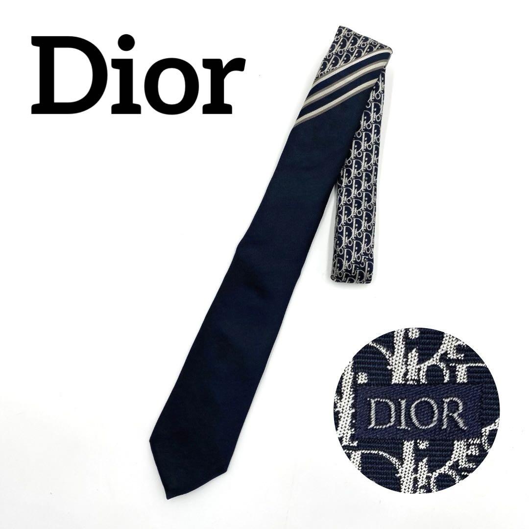 美品 Dior トロッター オブリーク ナロー ネクタイ シルク