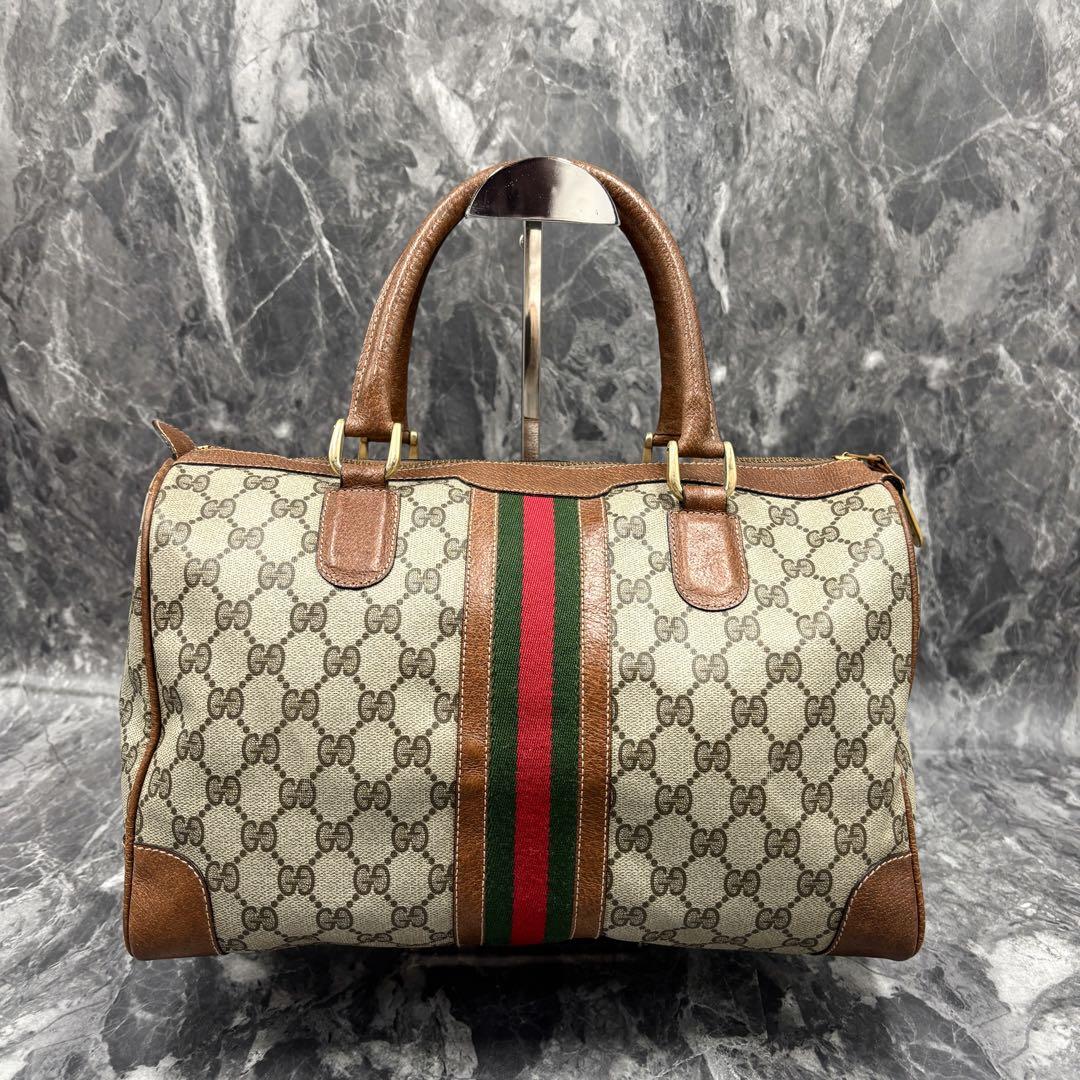 ✨美品✨GUCCI シェリーライン GG ボストンバッグ ブラウン レザー 金具
