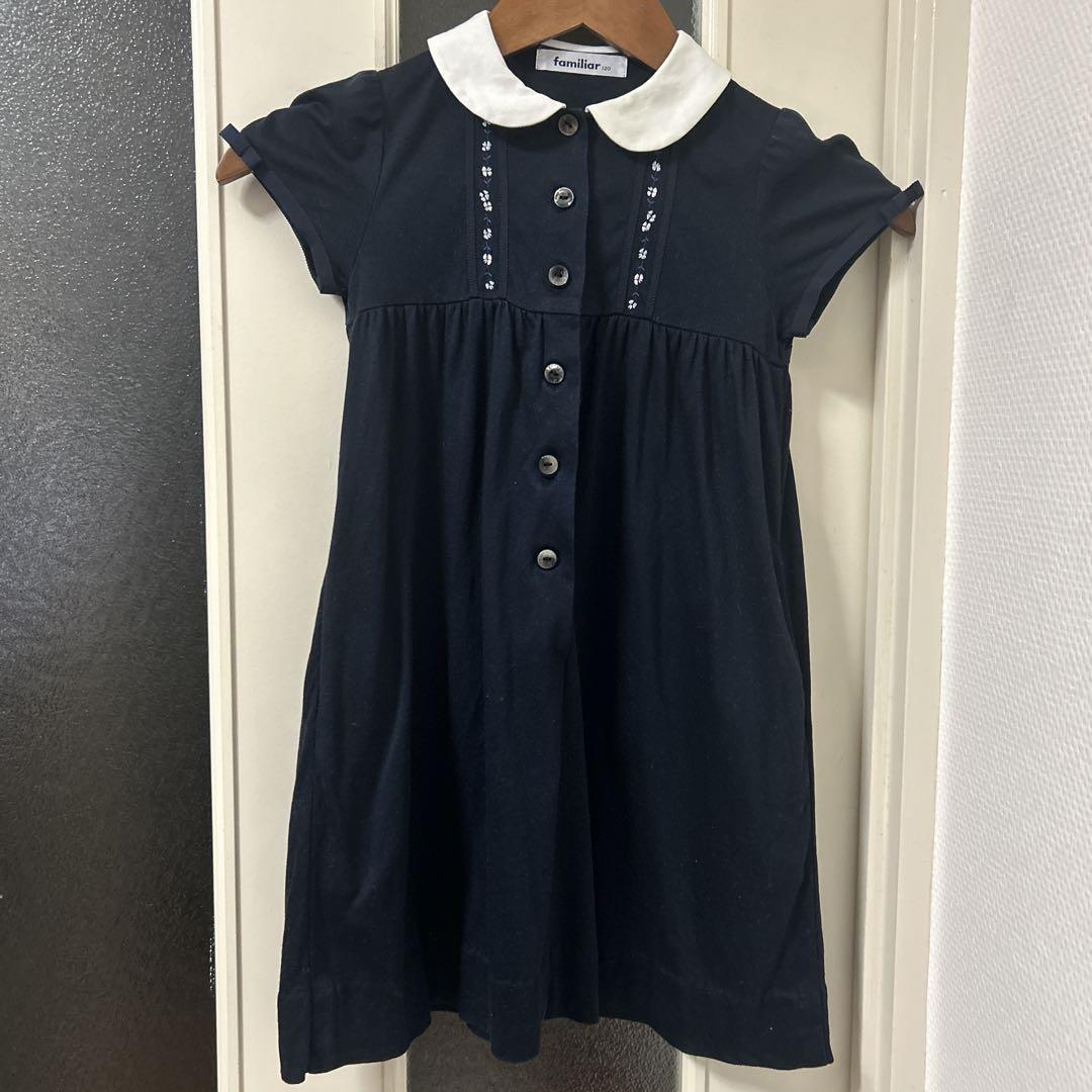 familiar 半袖ワンピース 120 ネイビー