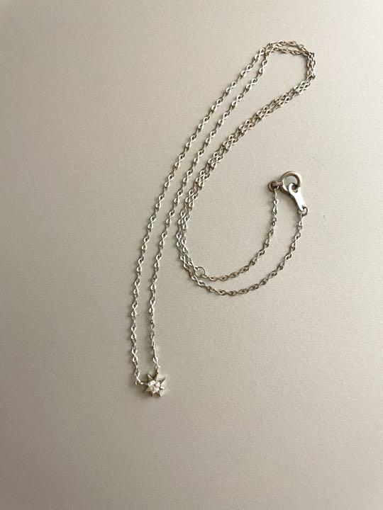 ete K18WGダイヤモンド0.06ct スターリット ネックレス美品