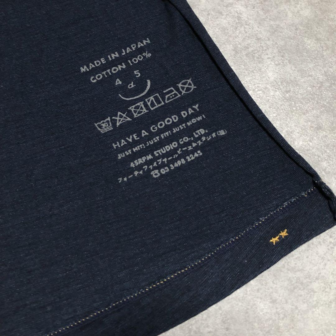 【未使用品】45RPM バックポケット インディゴ Tシャツ M 半袖 未使用品】45RPM バックポケット インディゴ Tシャツ M 半袖