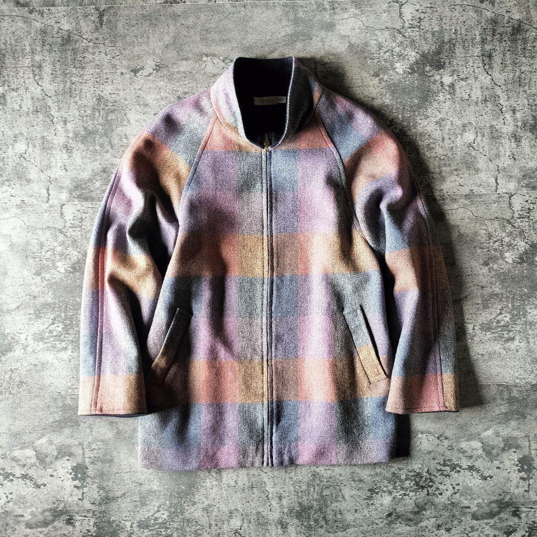 古着 90s アイルランド製 AVOCA カシミヤウール チェック柄 ジャケット