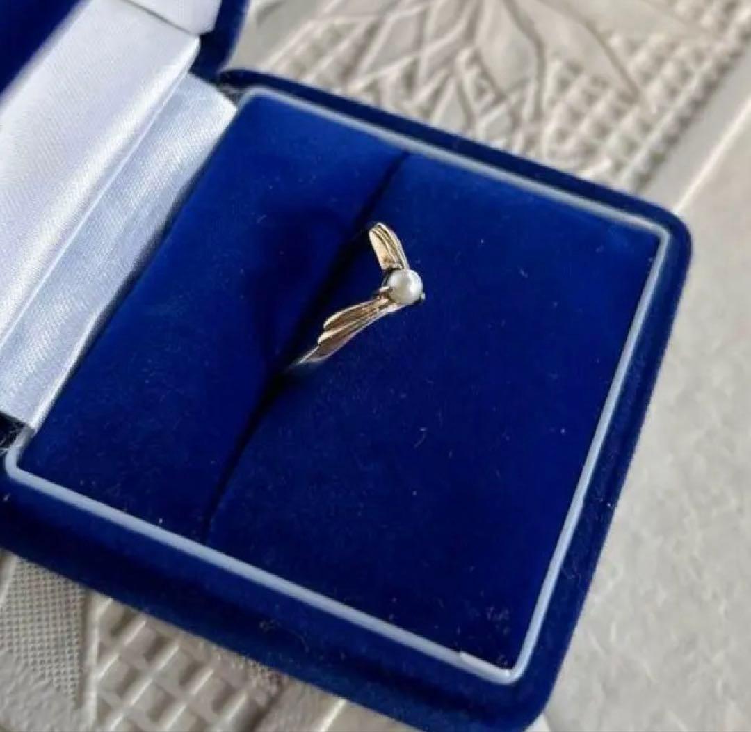 vintageビンテージ v 一粒パール コンビリング vintageビンテージ v 一粒パール コンビリング