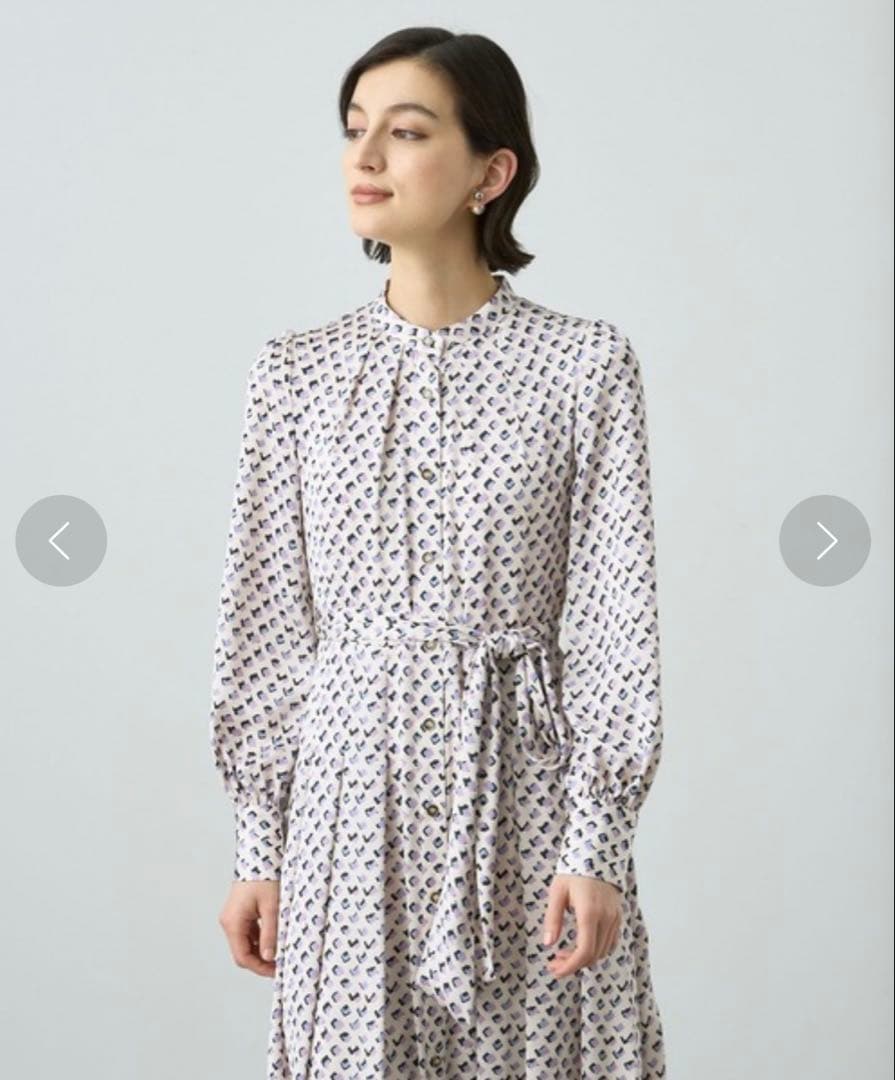 ︎ ︎ ジオメトリックプリント長袖ワンピースM・ANAYI