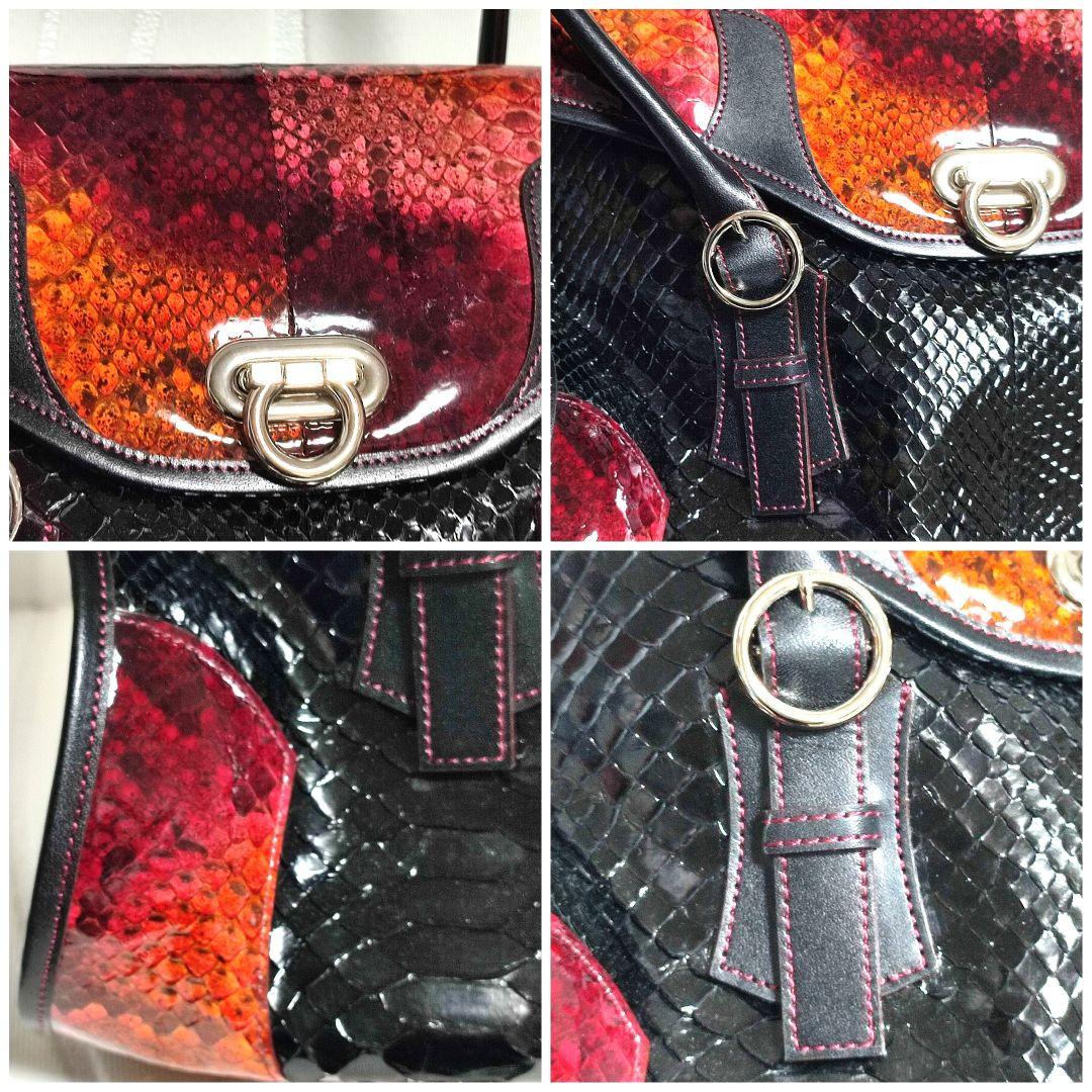 極美品 JRA COTO ダイヤモンドパイソン ハンドバッグ エキゾチックレザー