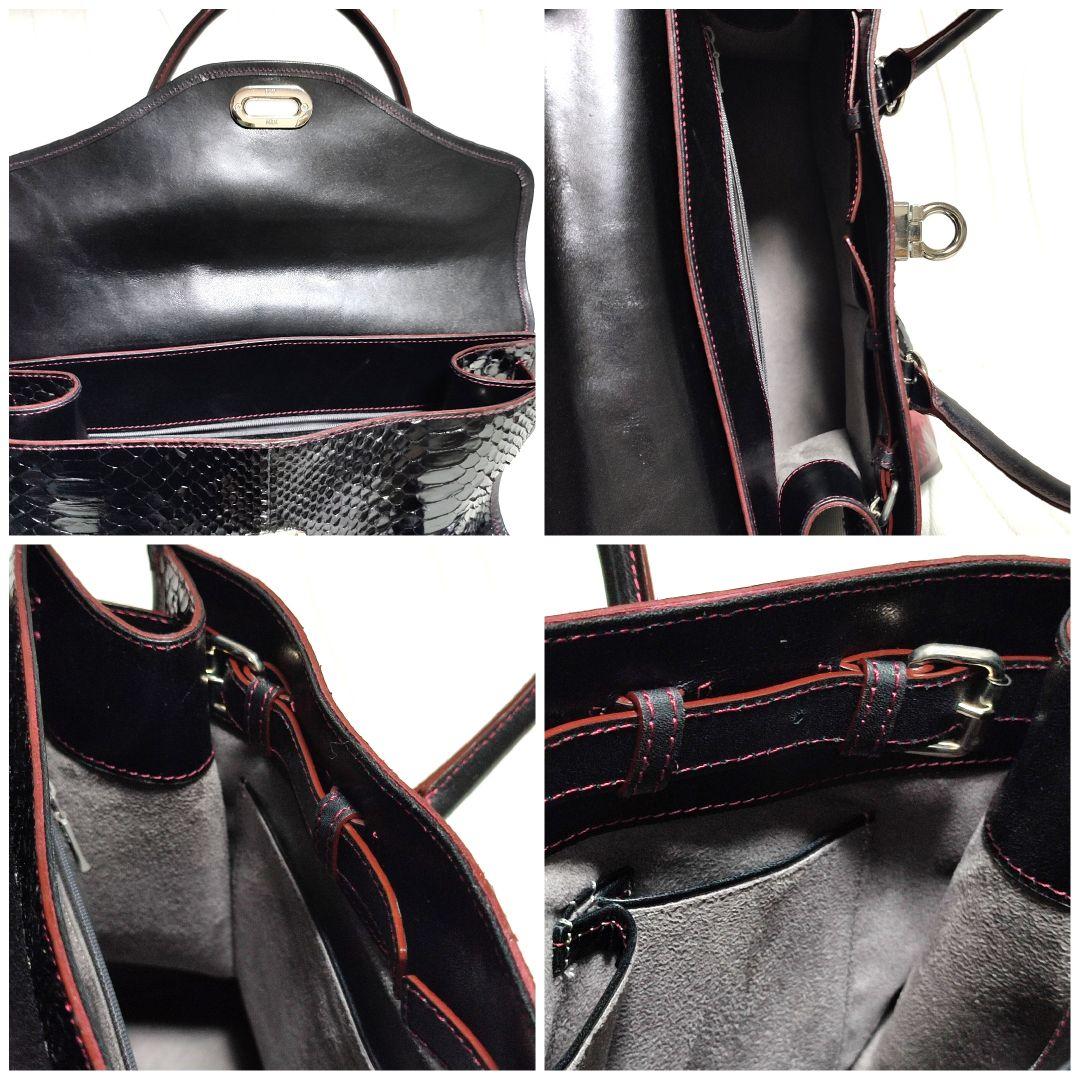 極美品 JRA COTO ダイヤモンドパイソン ハンドバッグ エキゾチックレザー