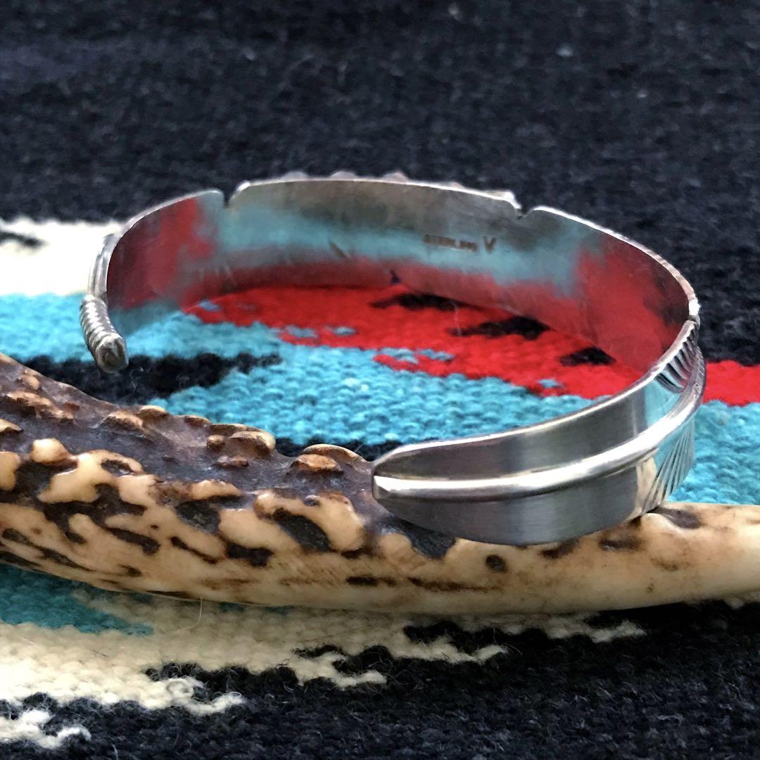 Indian Jewelry ターコイズ　シルバー　　　フェザーバングル
