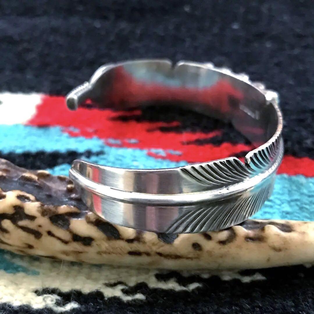 Indian Jewelry ターコイズ　シルバー　　　フェザーバングル