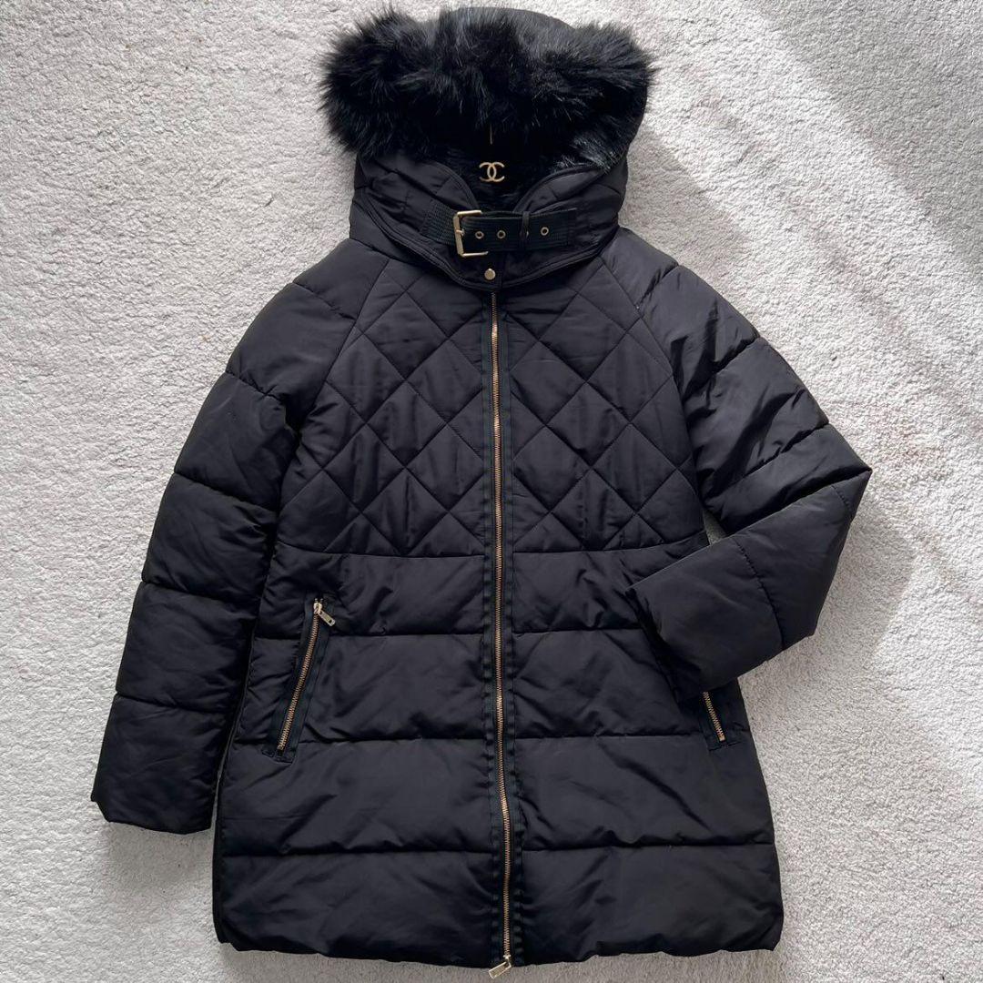 ✨超美品✨ZARA ザラ ダウンジャケット キルティング Aライン 黒 ファー ✨超美品✨ZARA ザラ ダウンジャケット キルティング Aライン 黒 ファー
