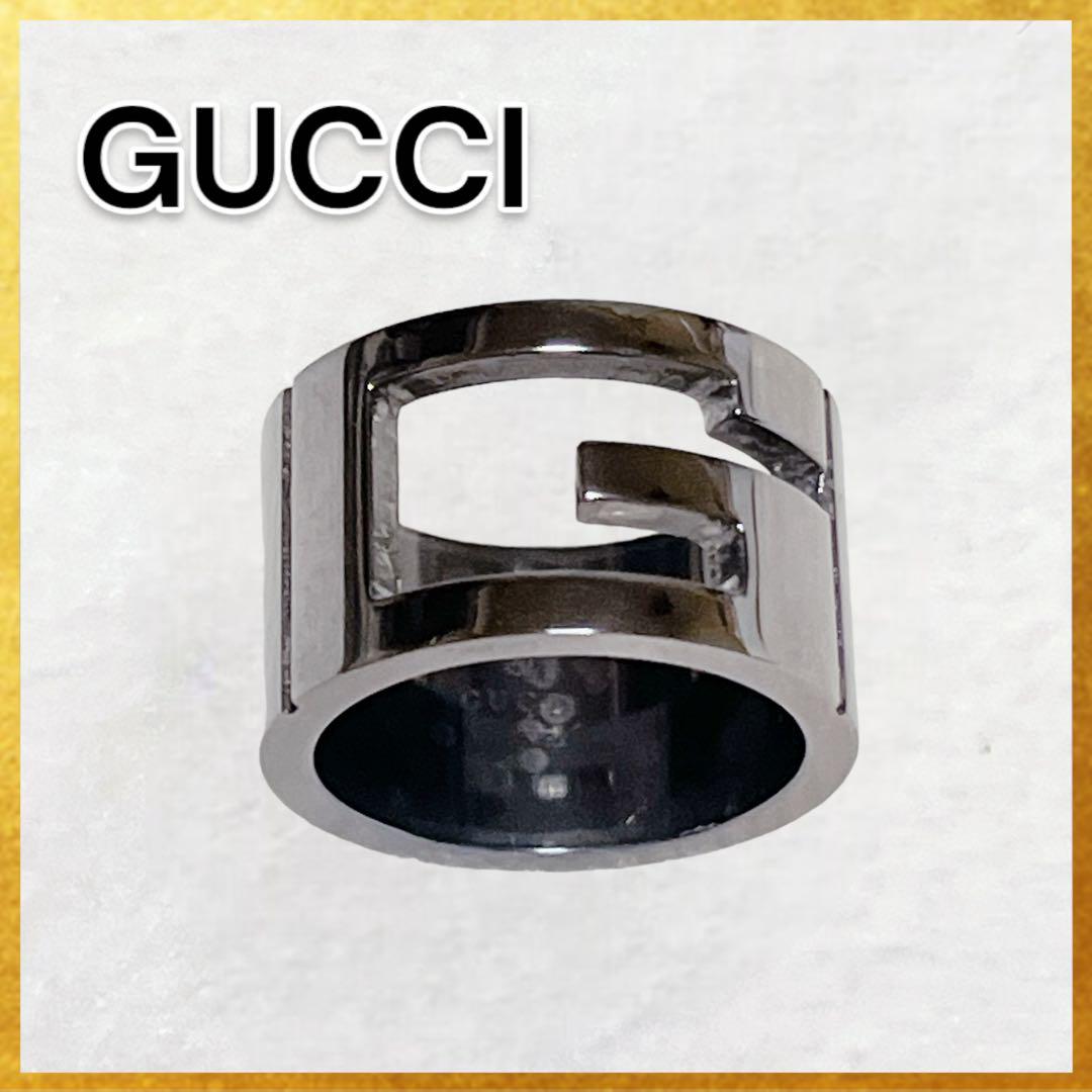 【美品】グッチ ブランデッド G ブラック コーティング リング SV925 画像10