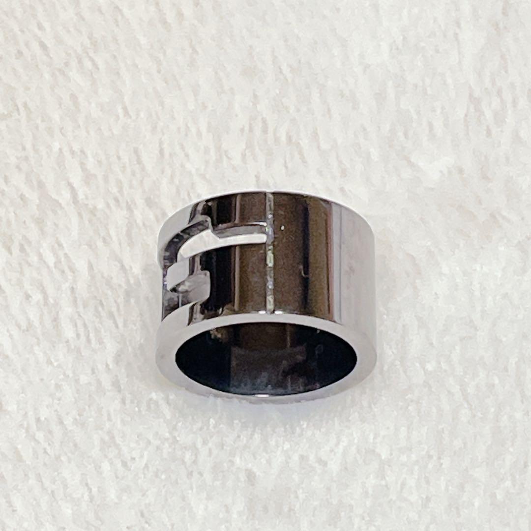 【美品】グッチ ブランデッド G ブラック コーティング リング SV925 画像3
