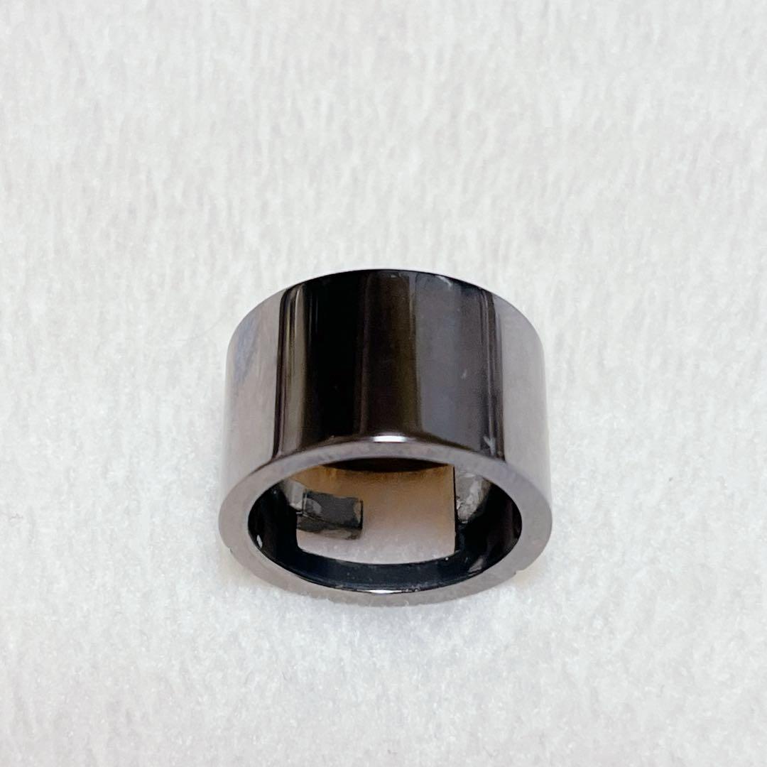 【美品】グッチ ブランデッド G ブラック コーティング リング SV925 画像4