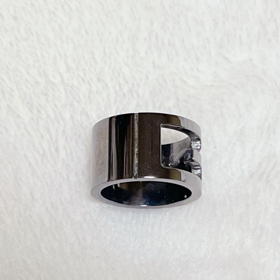 【美品】グッチ ブランデッド G ブラック コーティング リング SV925 画像5