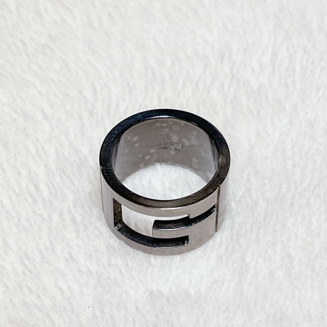 【美品】グッチ ブランデッド G ブラック コーティング リング SV925 画像6