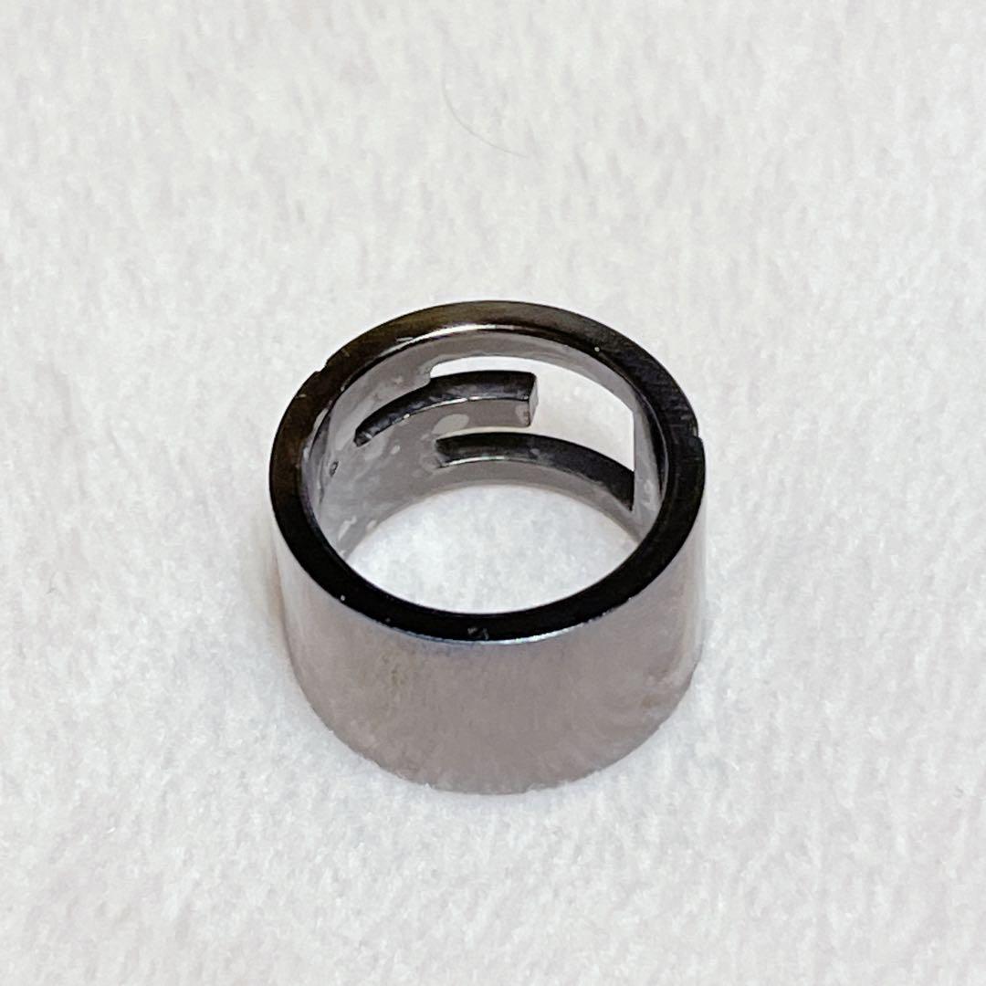 【美品】グッチ ブランデッド G ブラック コーティング リング SV925 画像7
