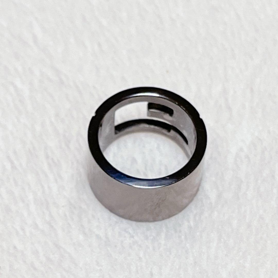 【美品】グッチ ブランデッド G ブラック コーティング リング SV925 画像8