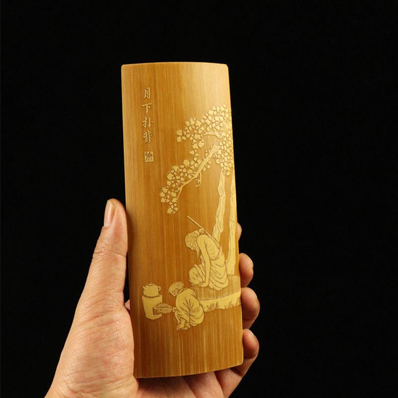 ハンドメイド 彫刻 カービング中国茶 台湾茶 道具 煎茶道 竹 ちゃそく 茶則