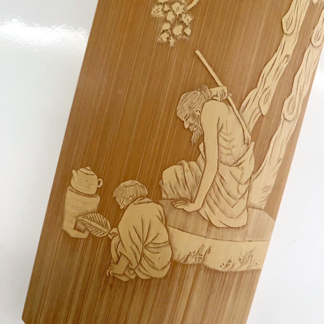 ハンドメイド 彫刻 カービング中国茶 台湾茶 道具 煎茶道 竹 ちゃそく 茶則
