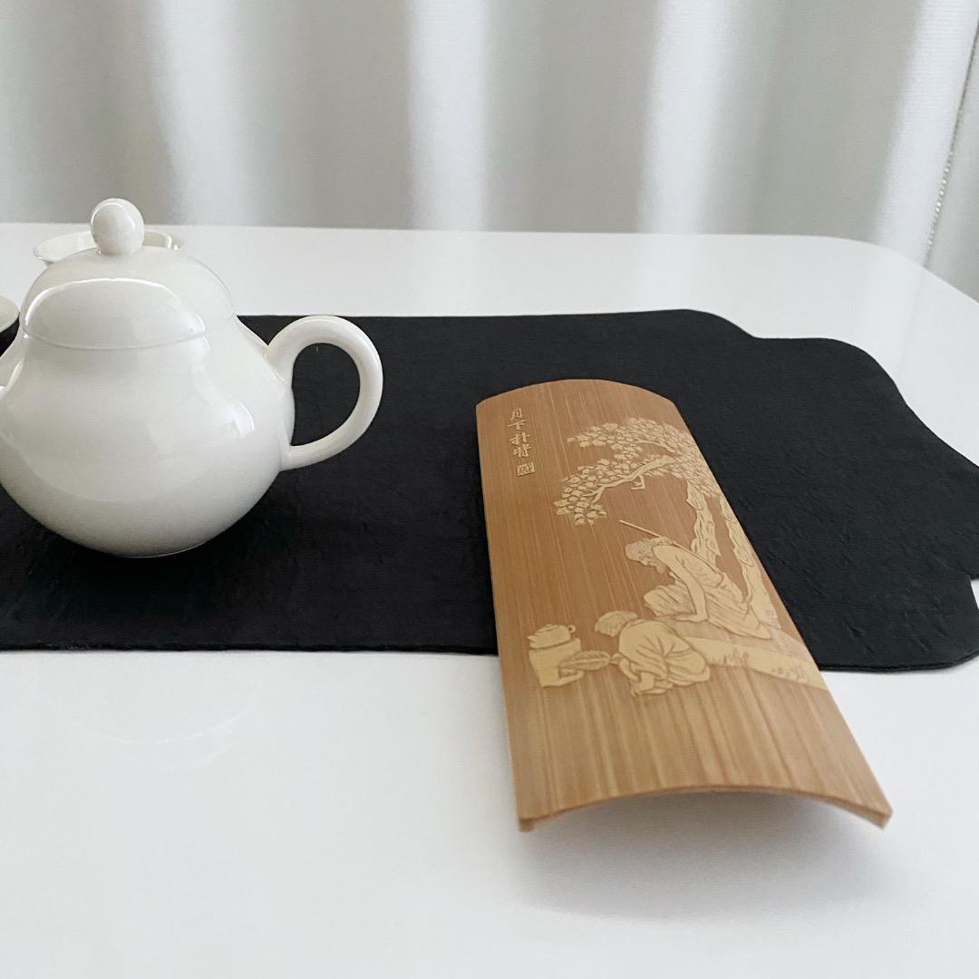 ハンドメイド 彫刻 カービング中国茶 台湾茶 道具 煎茶道 竹 ちゃそく 茶則