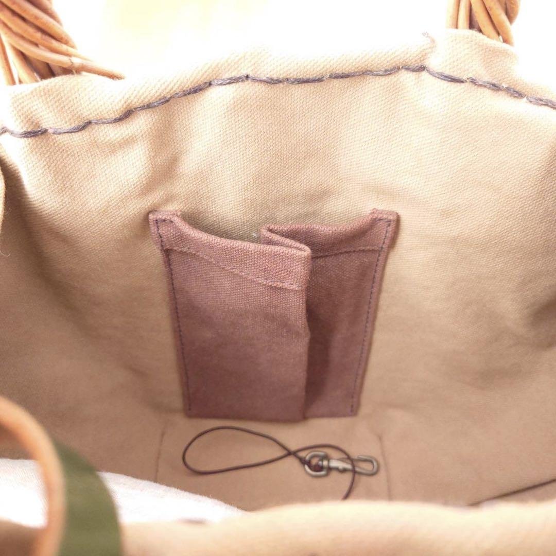 美品❗️ ebagos エバゴス　 扇型 カゴバッグ　ブライドルレザー × 紅籐