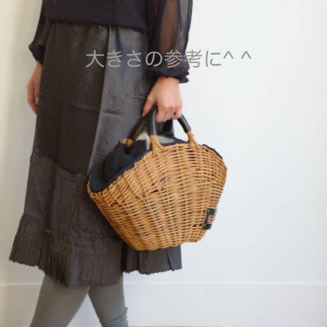 美品❗️ ebagos エバゴス　 扇型 カゴバッグ　ブライドルレザー × 紅籐