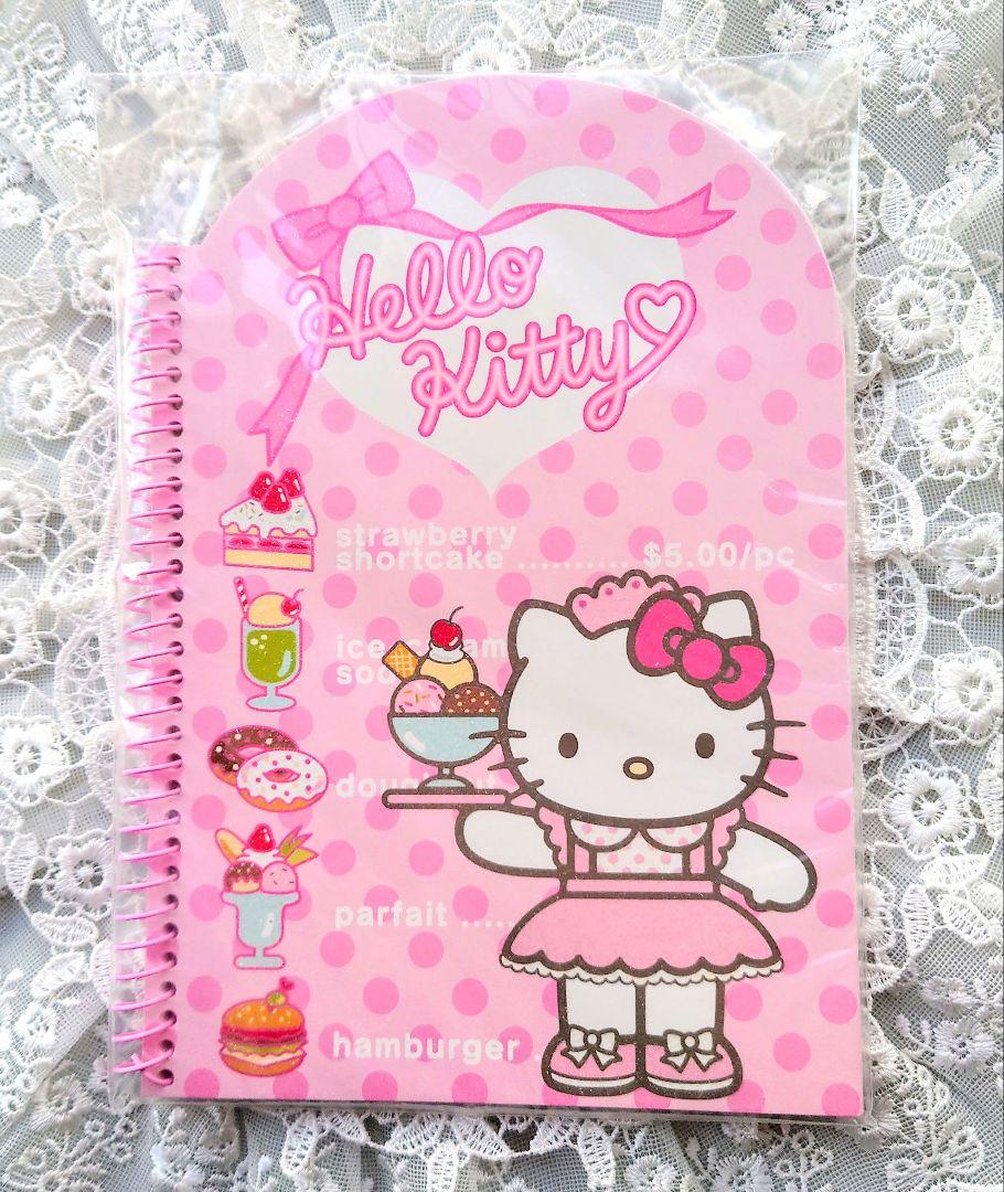 *•♡°ハローキティ°*♡パーラー柄リングノート◆ウェイトレスキティ/スイーツ