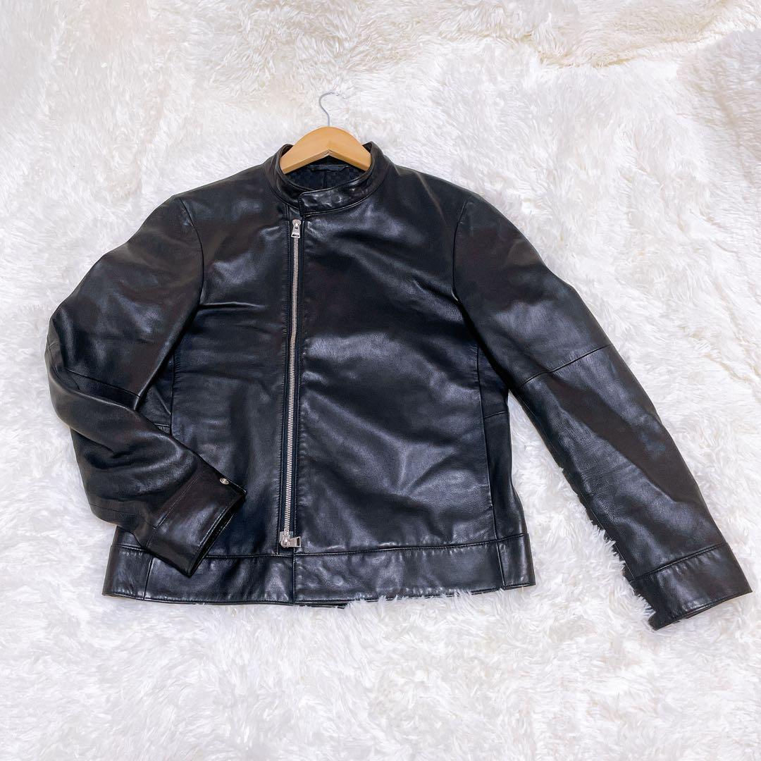 COMME CA MEN コムサメン ライダース レザージャケット 黒 Sサイズ