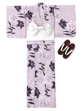 900円 新商品 3点セットモダン百合浴衣