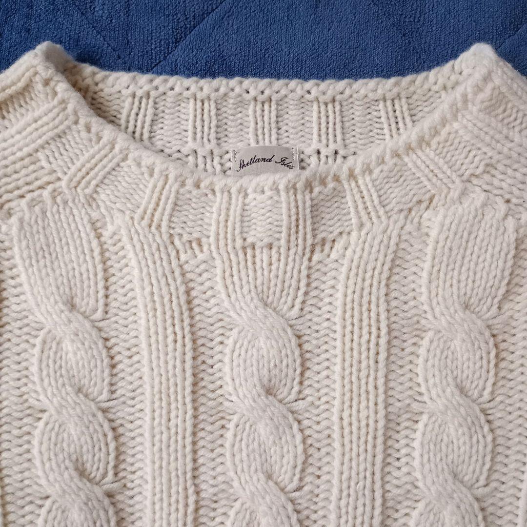 新品 シェットランドアイルズ ケーブルニット アランニット ウール100 英国製 新品 シェットランドアイルズ ケーブルニット アランニット ウール100 英国製