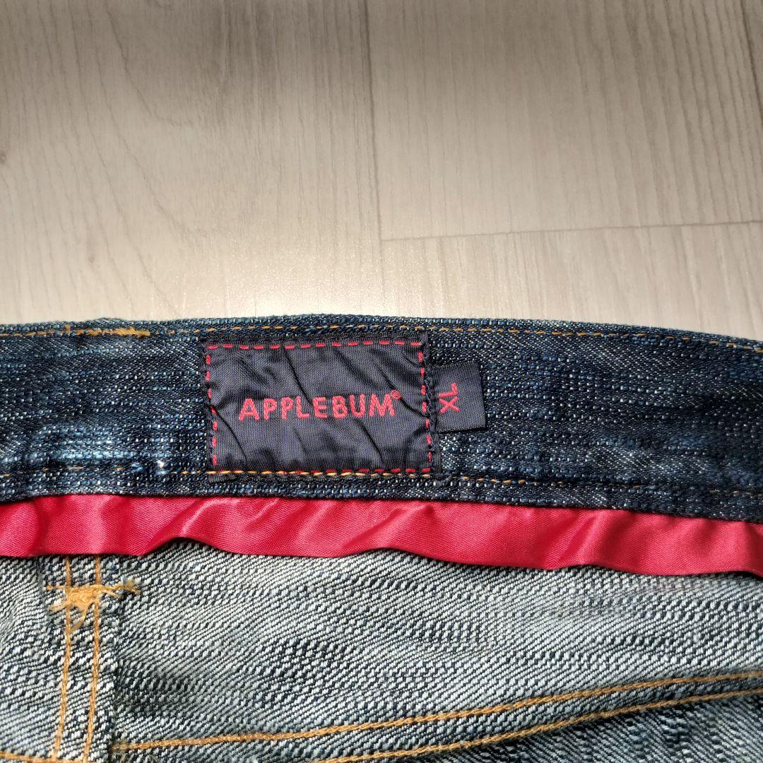 アップルバム ワイド デニム パンツ ジーンズ Gパン ベースボール刺繍 XL