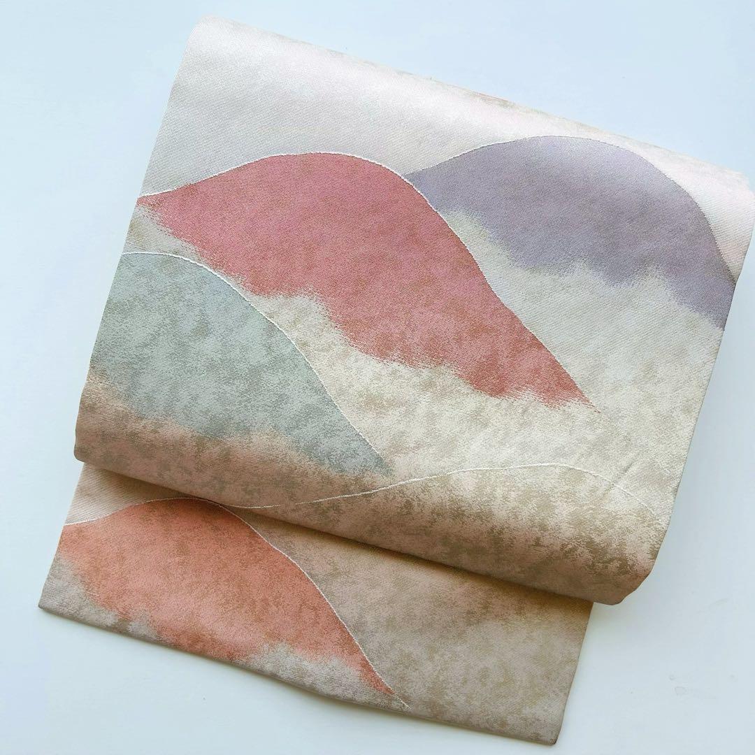 名古屋帯 正絹 遠山 金彩 上品 九寸 T-5623
