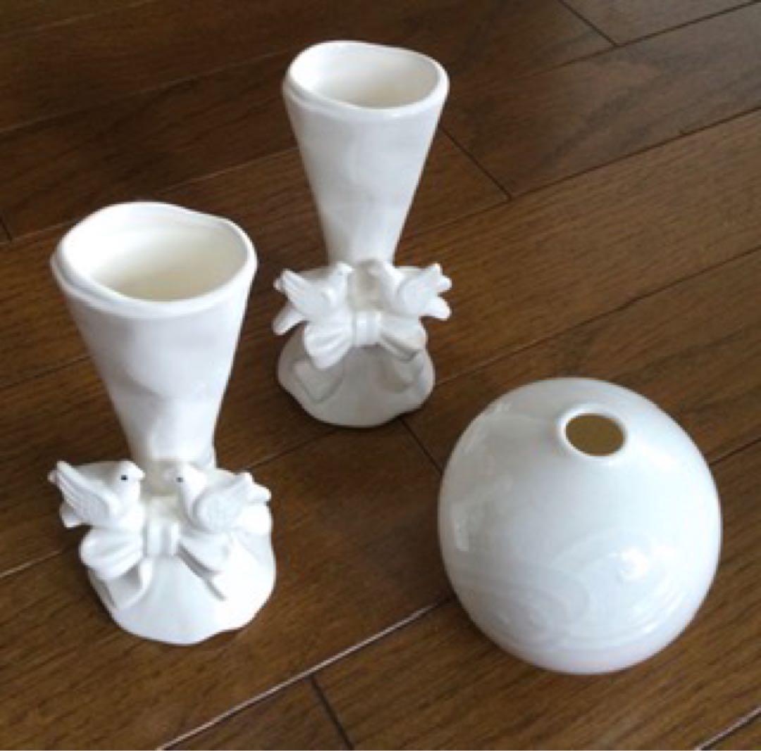 花瓶 一輪挿し ３個セット ホワイト 陶器 花器 ペン立て インテリア