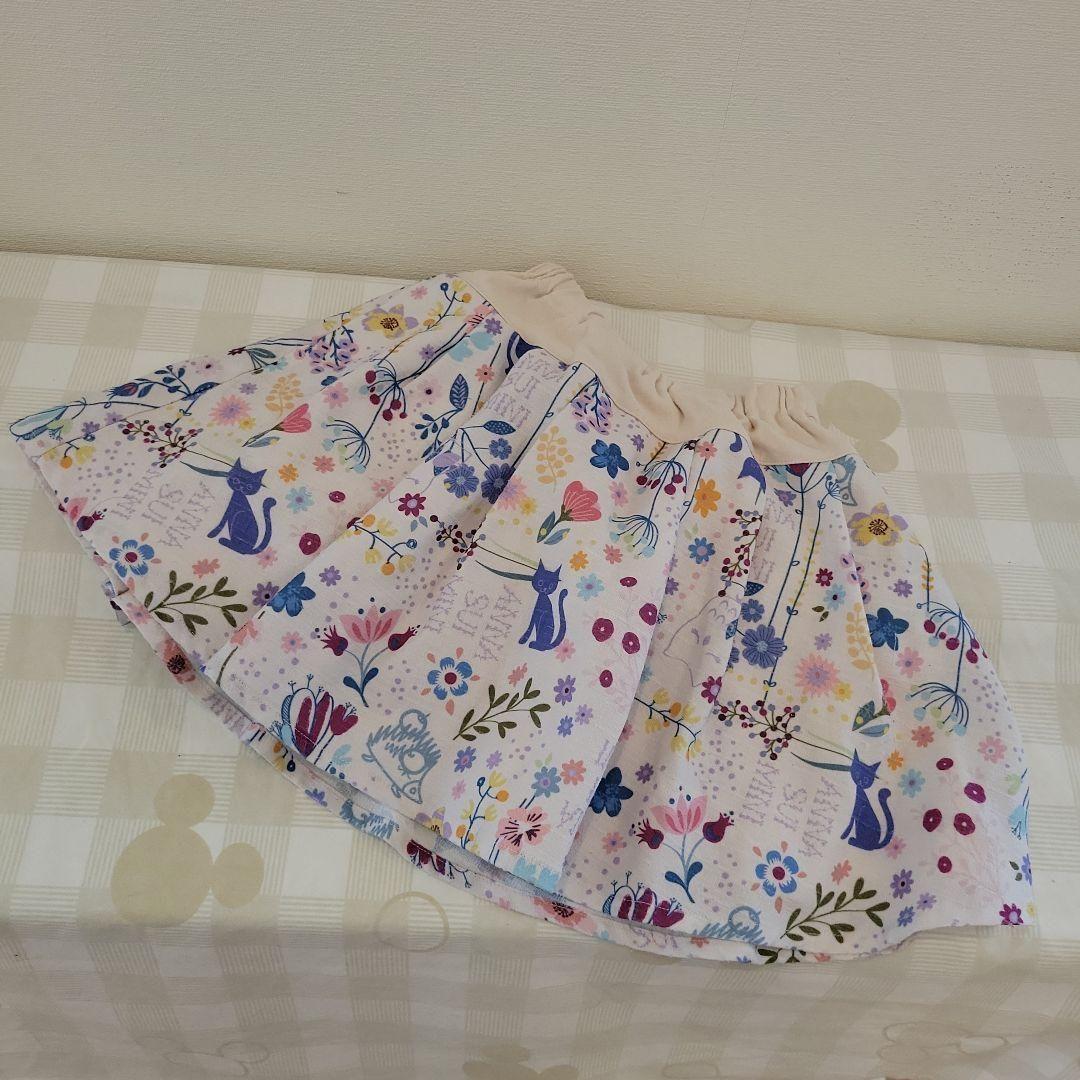 ♥美品♥手洗可♥【ANNA SUI mini】140(11) スカパン 猫 花