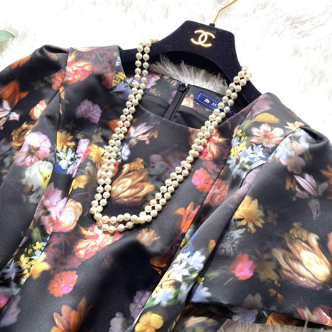 美品✨エムズグレイシー ワンピース 花柄 リボンベルト サテン