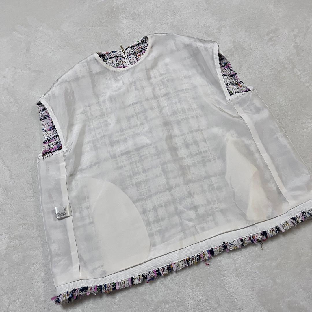 【Drawer】ドゥロワー ファンシー ツイード ノースリーブ ブラウス 36 【Drawer】ドゥロワー ファンシー ツイード ノースリーブ ブラウス 36