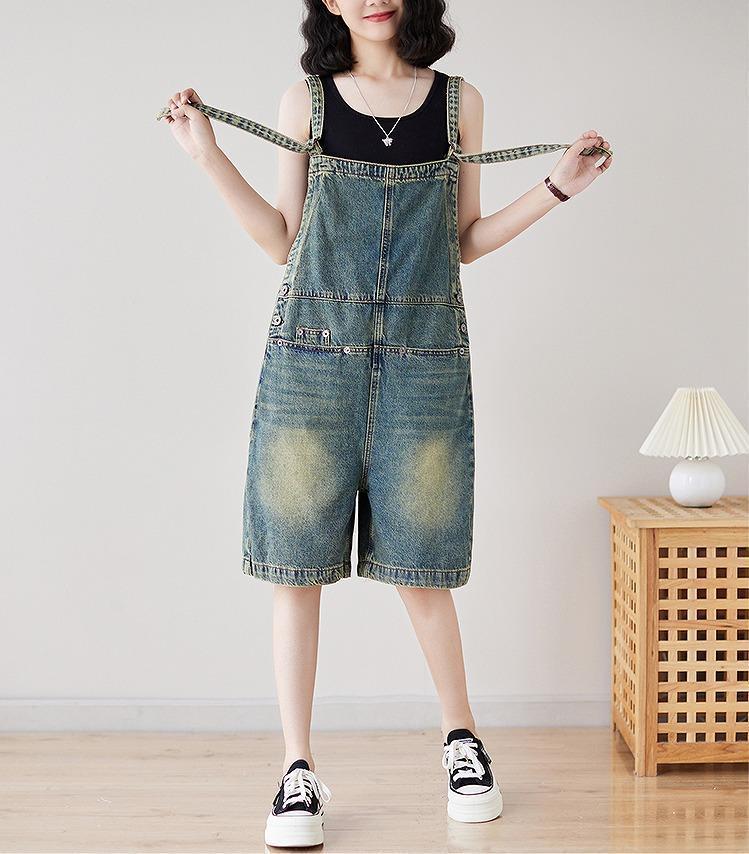 大きいサイズ レディース サロペット　パンツ　ハーフ　デニム　新品
