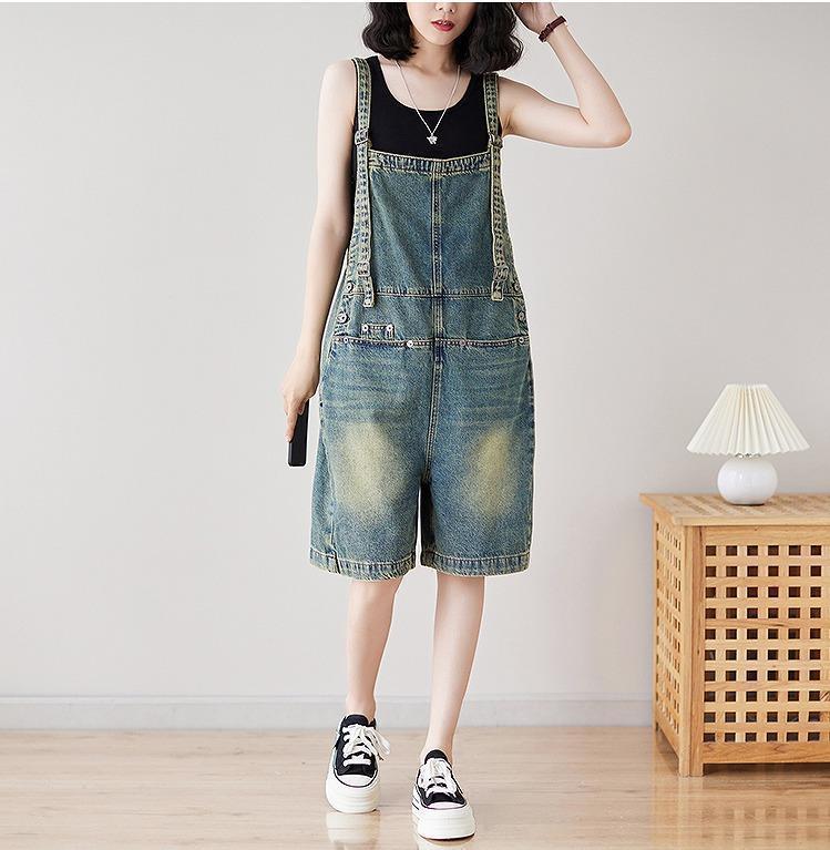 大きいサイズ レディース サロペット　パンツ　ハーフ　デニム　新品