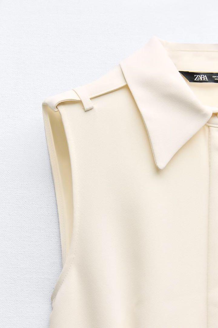 新品ZARA ベルト付きクレープ地オールインワン - メルカリ