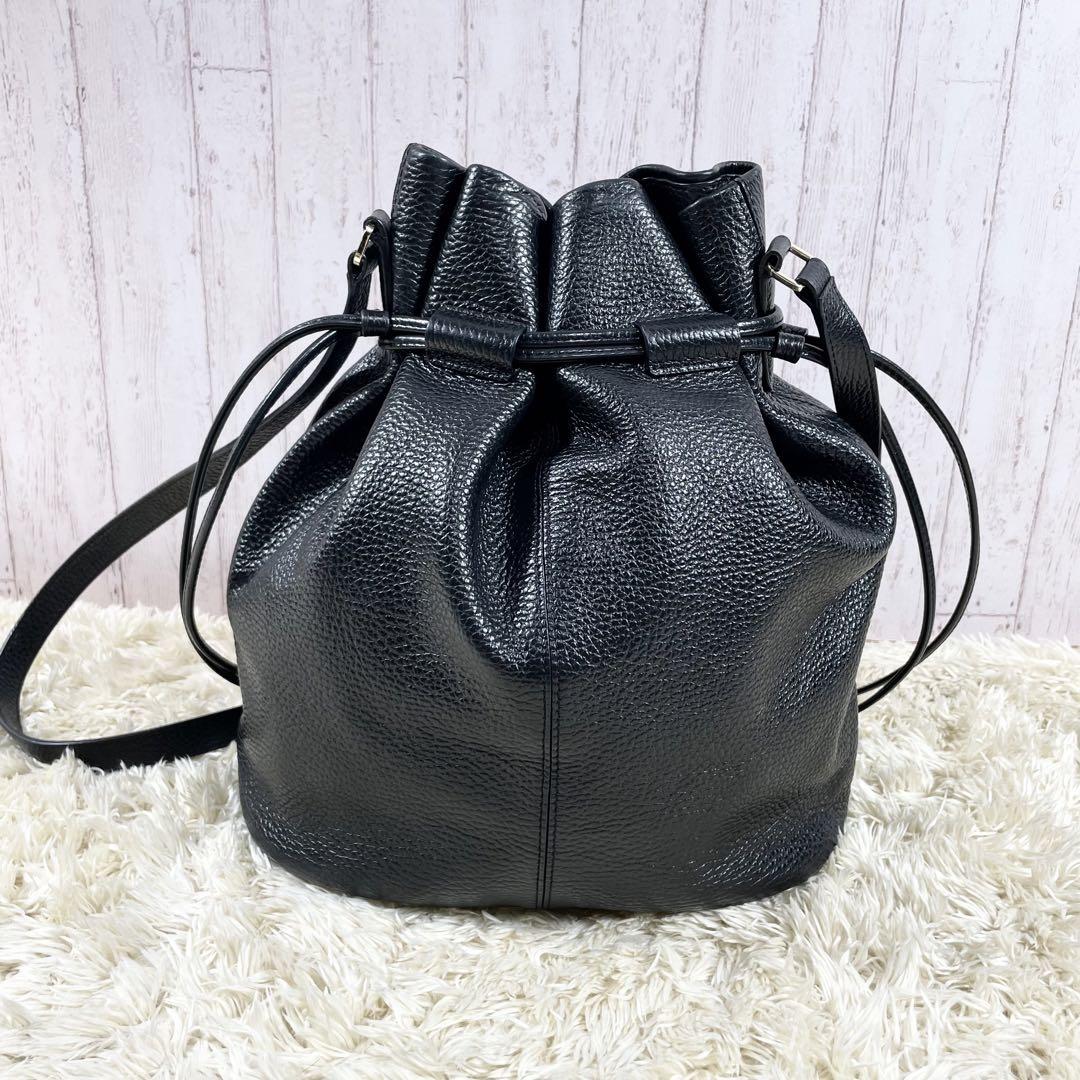 美品✨アニエスベー シャーロット 巾着 ショルダーバッグ シボ革