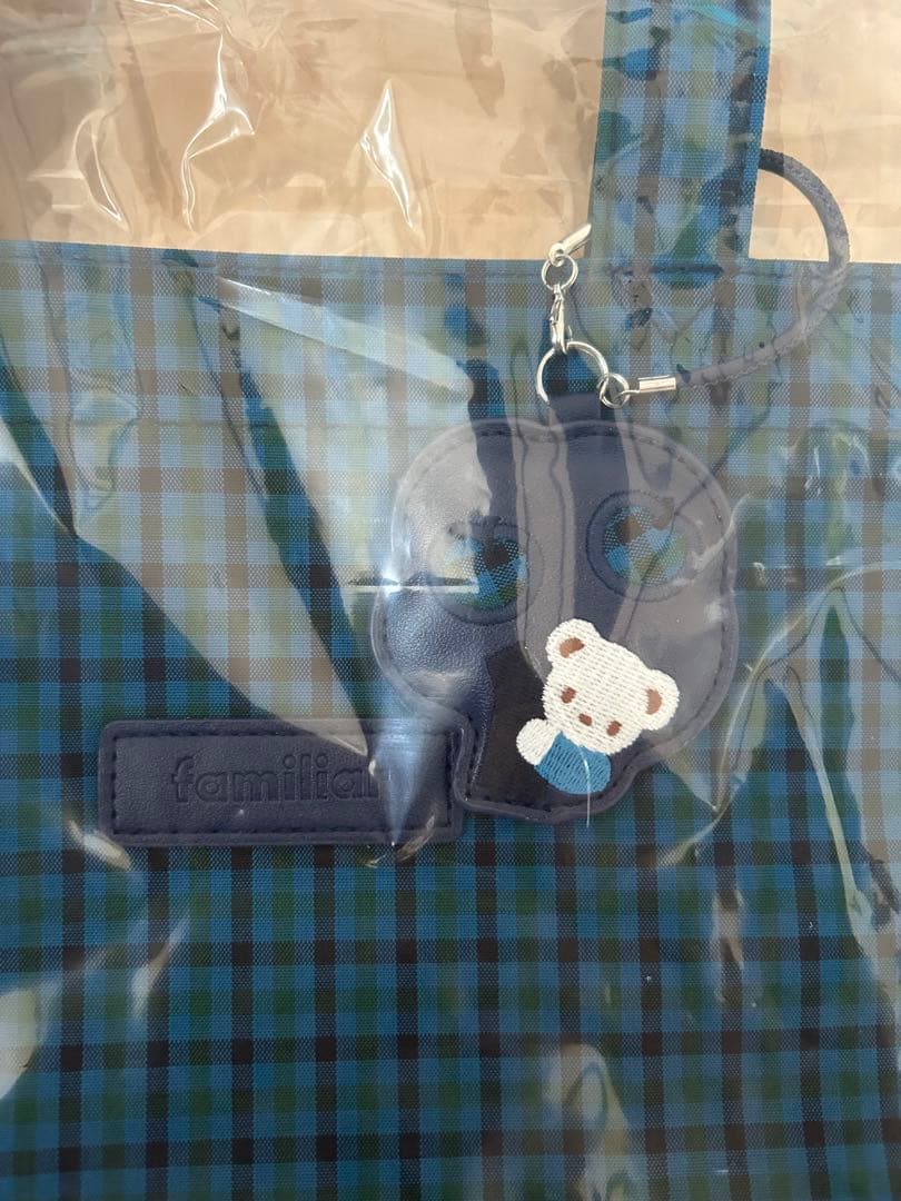 familia 青チェック柄 トートバッグ大