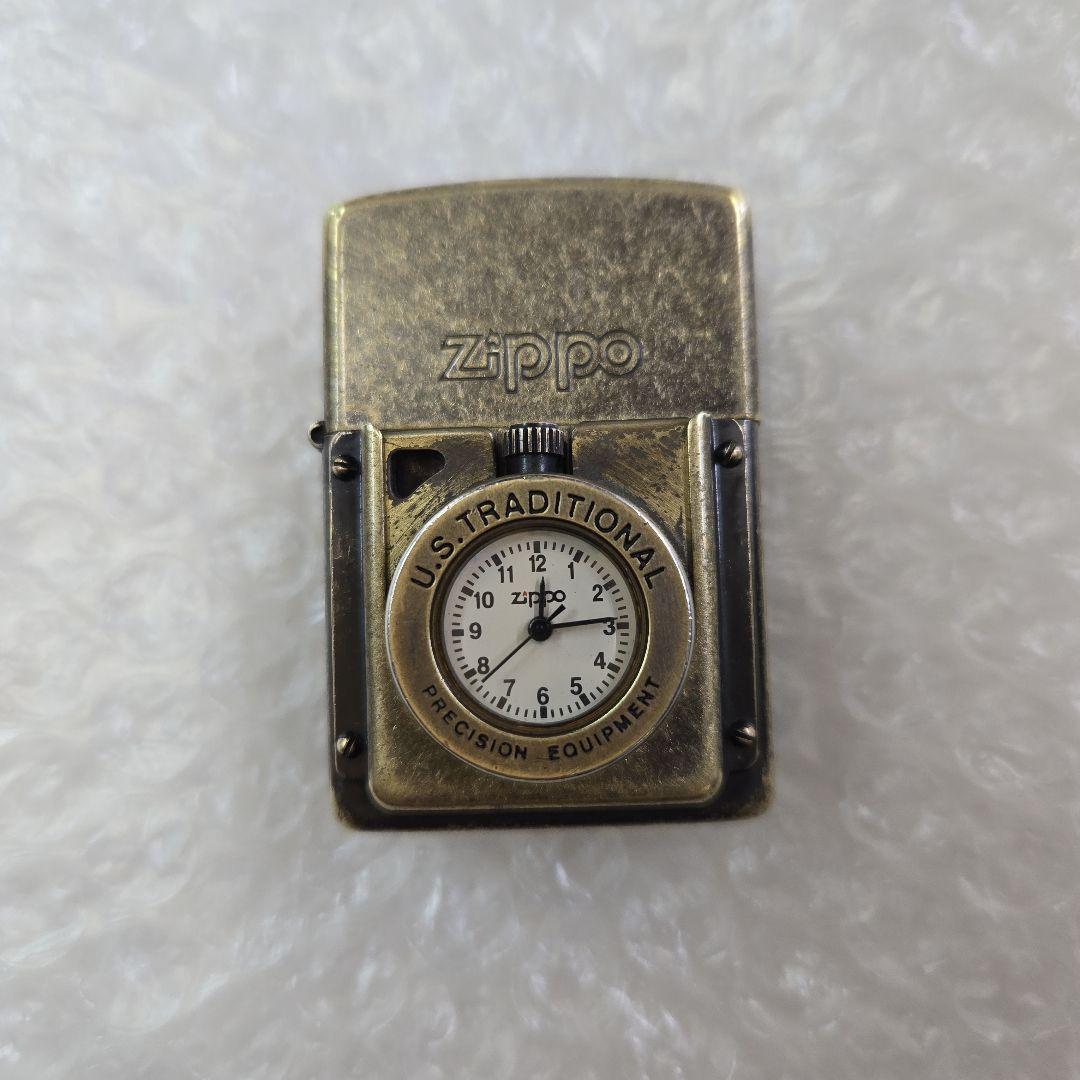 動作　着火　確認済み　Zippo ジッポー　小型時計付きZIPPO