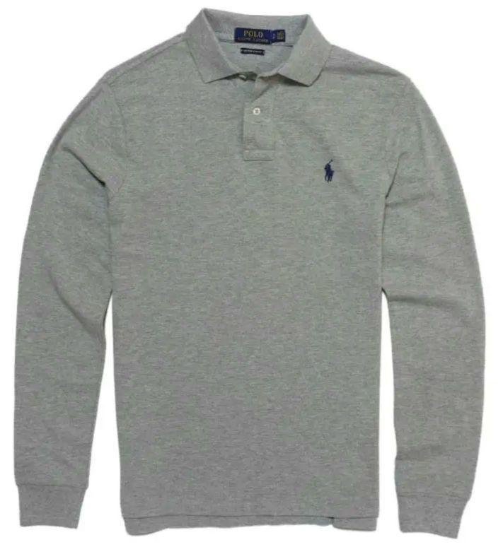 日本製 RALPH LAUREN ラルフローレン 長袖 ポロシャツ XL グレー メンズウェア