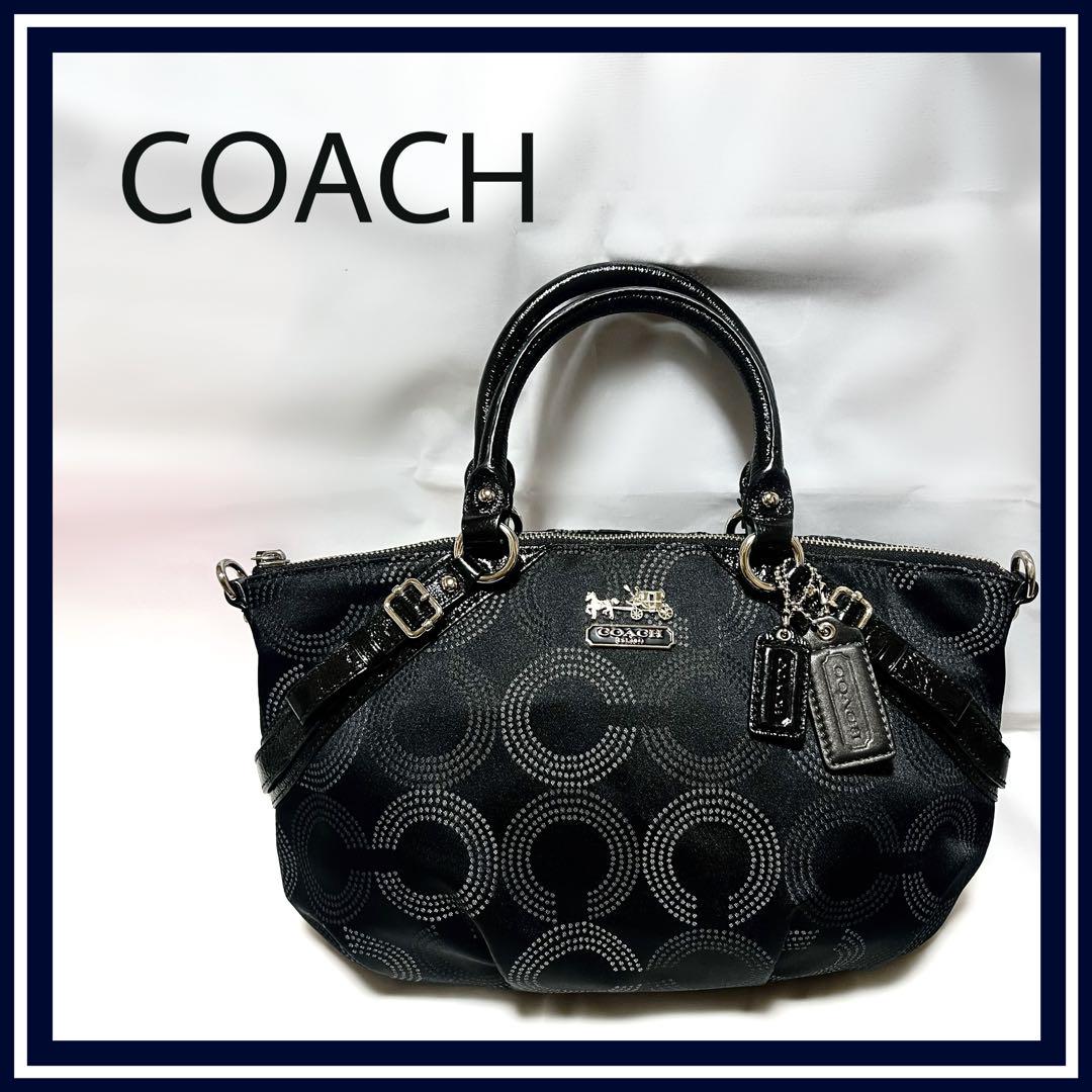 COACH コーチ ハンドバッグ オプアート 黒 レディース
